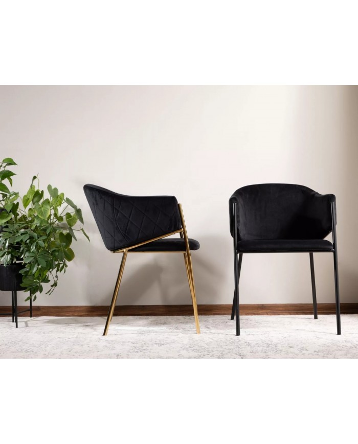 Chaise rembourrée en velours avec pieds métal noir Orbe II