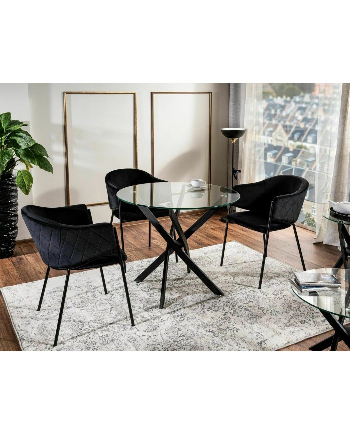 Chaise rembourrée en velours avec pieds métal noir Orbe II