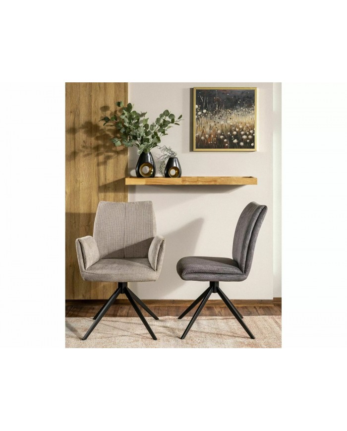 Chaise rembourrée en tissu pivotante 180° avec pieds en métal Coco I