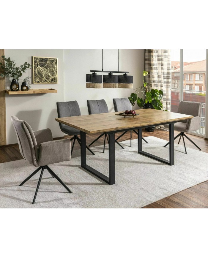 Chaise rembourrée en tissu pivotante 180° avec pieds en métal Coco I