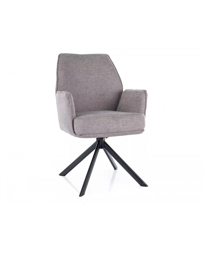 Chaise rembourrée ressorts pivotante en tissu avec pieds en métal Hogu