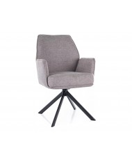 Chaise rembourrée ressorts pivotante en tissu avec pieds en métal Hogu