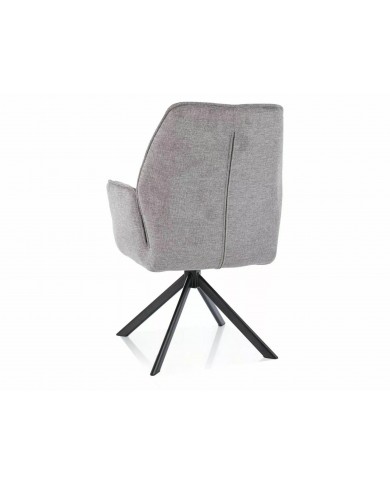Chaise rembourrée ressorts pivotante en tissu avec pieds en métal Hogu