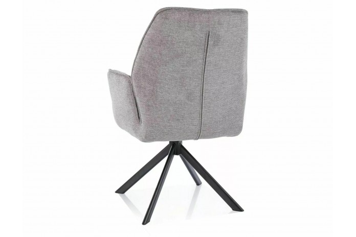 Chaise rembourrée ressorts pivotante en tissu avec pieds en métal Hogu
