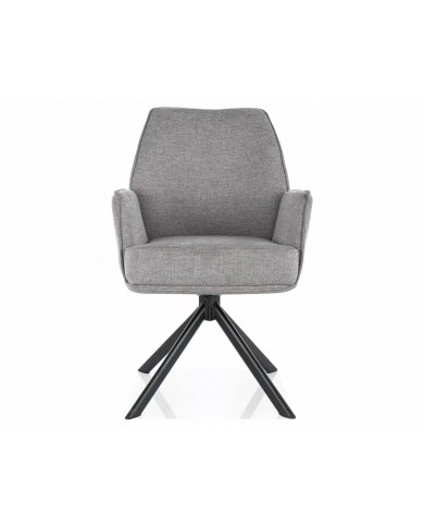 Chaise rembourrée ressorts pivotante en tissu avec pieds en métal Hogu