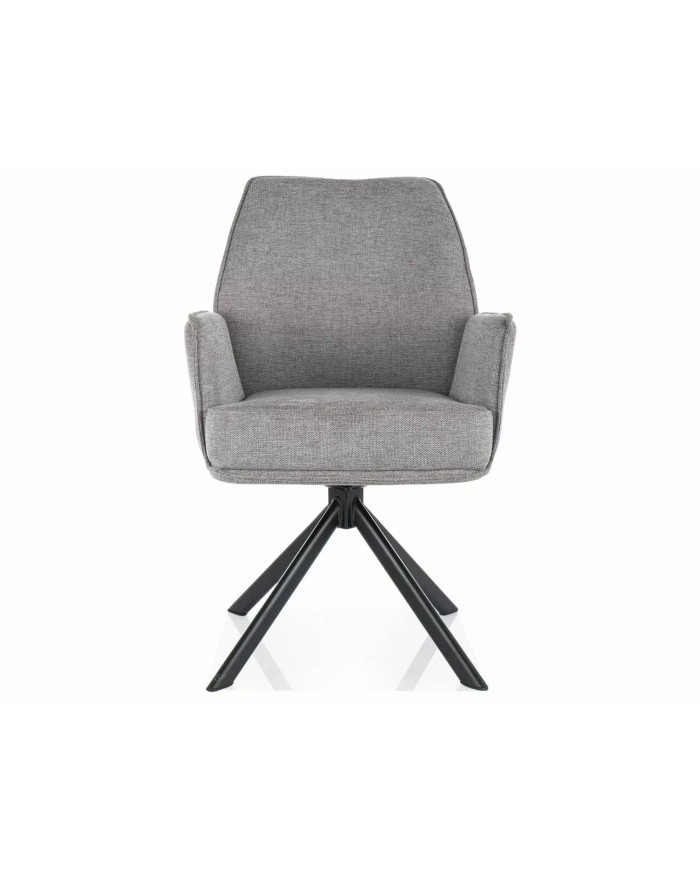 Chaise rembourrée ressorts pivotante en tissu avec pieds en métal Hogu