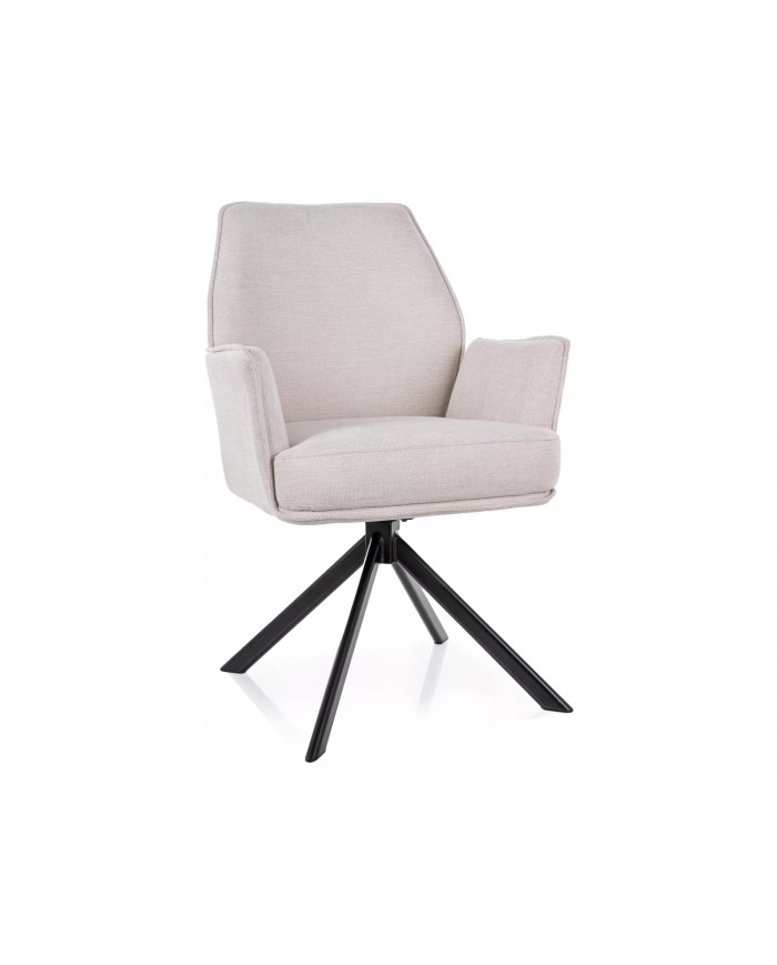 Chaise rembourrée ressorts pivotante en tissu avec pieds en métal Hogu