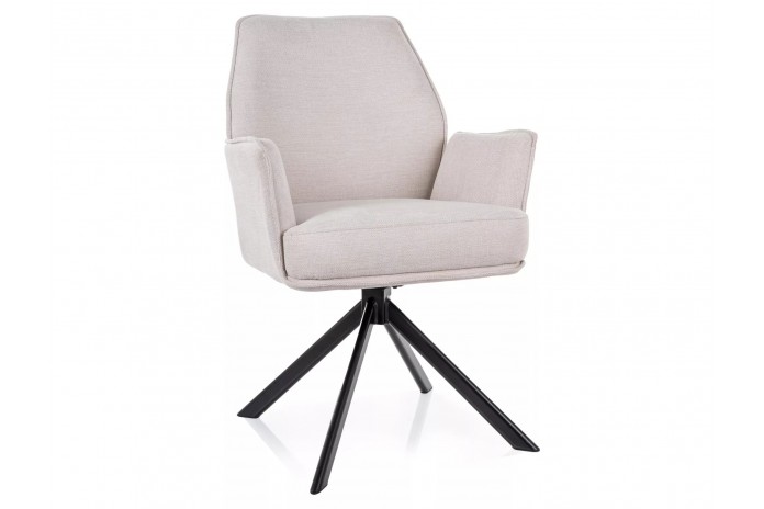 Chaise rembourrée ressorts pivotante en tissu avec pieds en métal Hogu