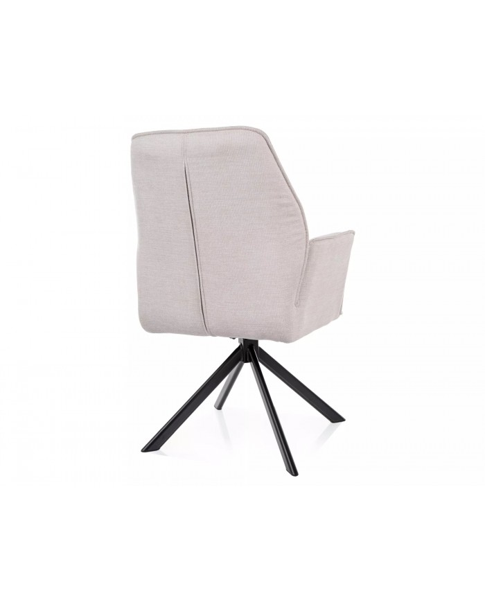 Chaise rembourrée ressorts pivotante en tissu avec pieds en métal Hogu