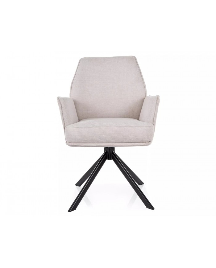 Chaise rembourrée ressorts pivotante en tissu avec pieds en métal Hogu