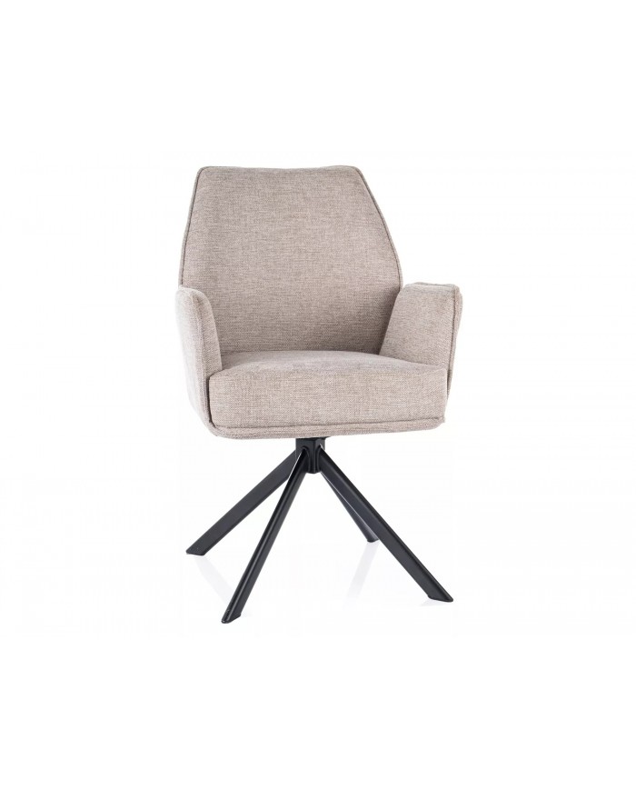 Chaise rembourrée ressorts pivotante en tissu avec pieds en métal Hogu