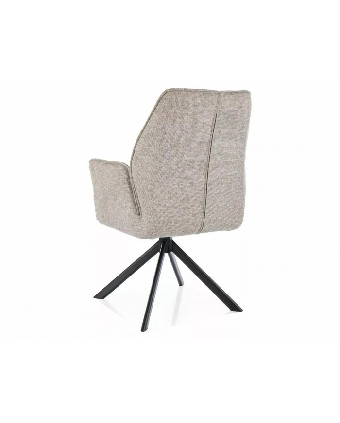 Chaise rembourrée ressorts pivotante en tissu avec pieds en métal Hogu