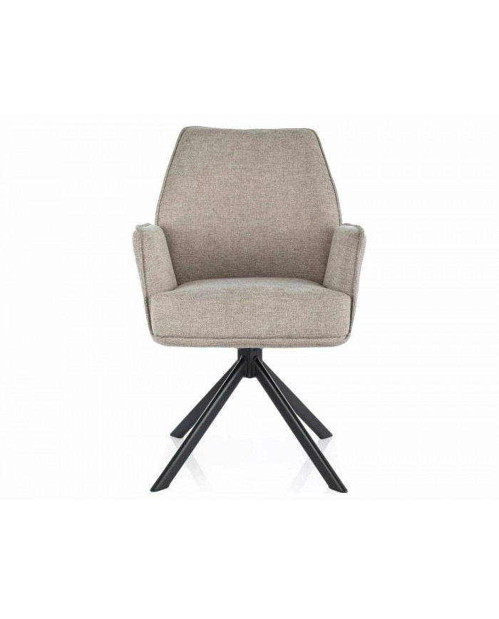 Chaise rembourrée ressorts pivotante en tissu avec pieds en métal Hogu