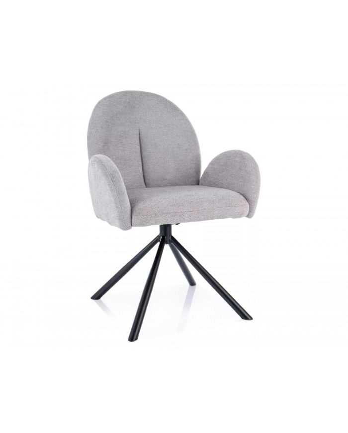 Chaise rembourrée pivotante en tissu avec pieds en métal Nuage