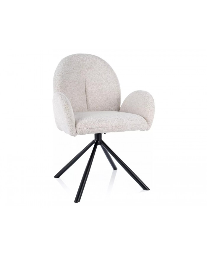 Chaise rembourrée pivotante en tissu avec pieds en métal Nuage