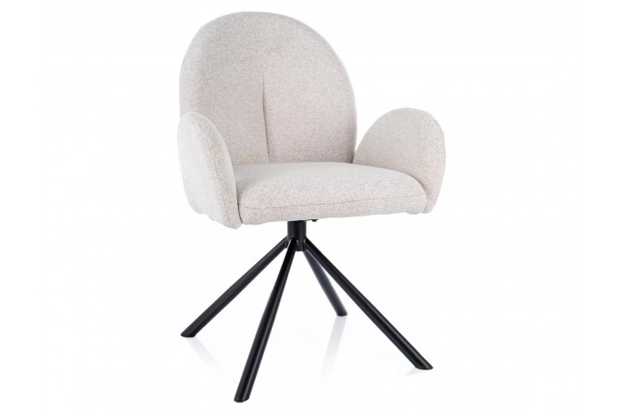 Chaise rembourrée pivotante en tissu avec pieds en métal Nuage