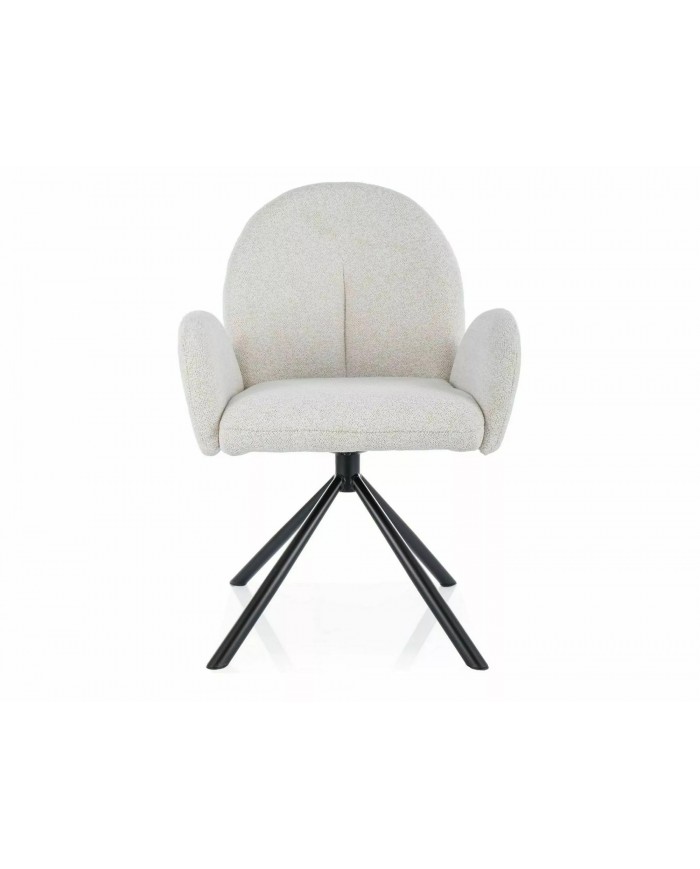 Chaise rembourrée pivotante en tissu avec pieds en métal Nuage