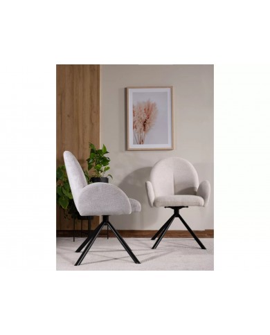 Chaise rembourrée pivotante en tissu avec pieds en métal Nuage