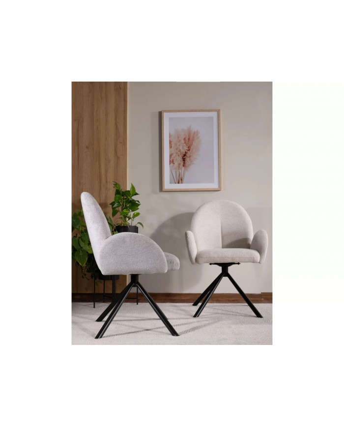 Chaise rembourrée pivotante en tissu avec pieds en métal Nuage