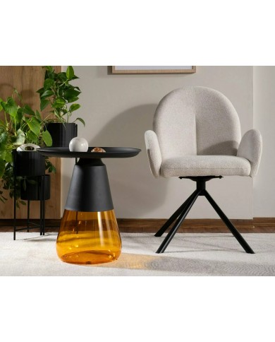 Chaise rembourrée pivotante en tissu avec pieds en métal Nuage