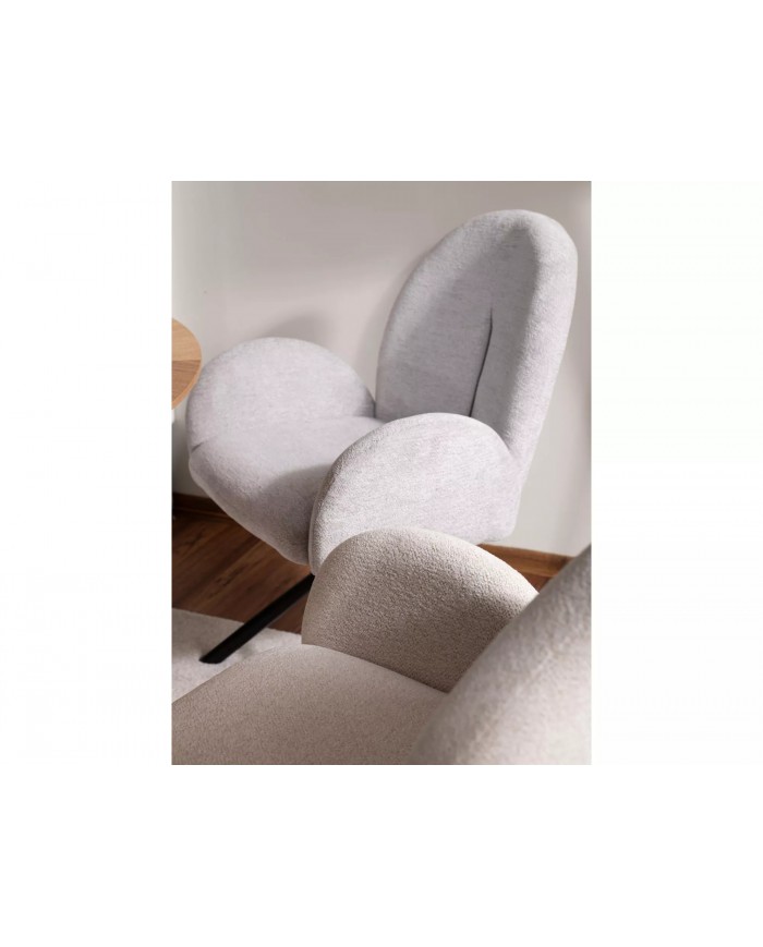 Chaise rembourrée pivotante en tissu avec pieds en métal Nuage
