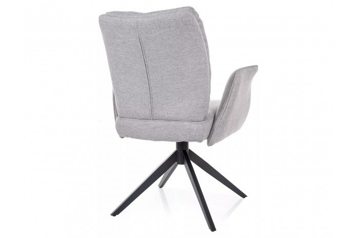 Chaise rembourrée ressorts pivotante en tissu avec pieds en métal Wing