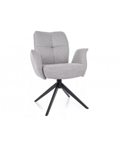 Chaise rembourrée ressorts pivotante en tissu avec pieds en métal Wing