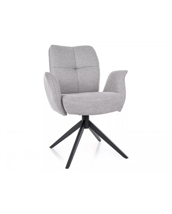 Chaise rembourrée ressorts pivotante en tissu avec pieds en métal Wing