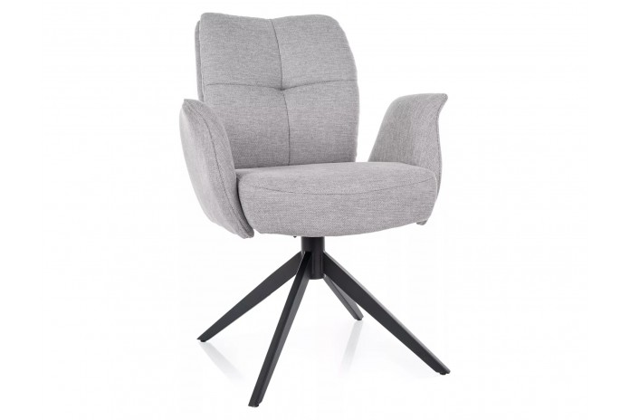 Chaise rembourrée ressorts pivotante en tissu avec pieds en métal Wing