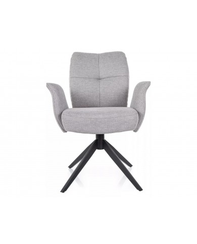Chaise rembourrée ressorts pivotante en tissu avec pieds en métal Wing