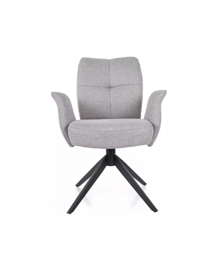 Chaise rembourrée ressorts pivotante en tissu avec pieds en métal Wing