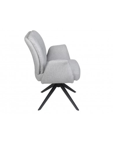 Chaise rembourrée ressorts pivotante en tissu avec pieds en métal Wing