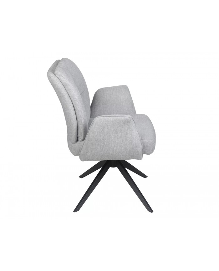 Chaise rembourrée ressorts pivotante en tissu avec pieds en métal Wing
