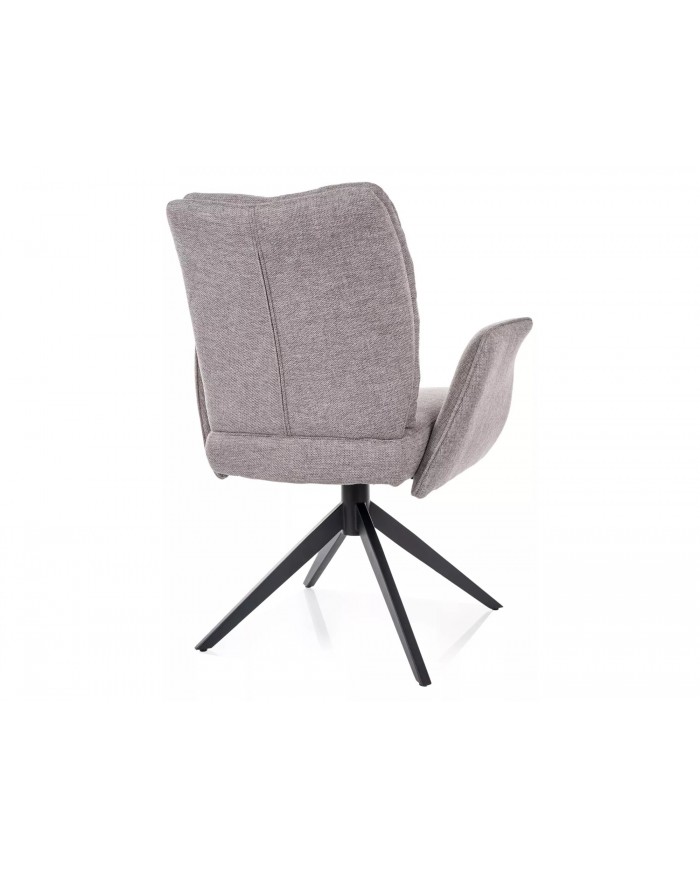 Chaise rembourrée ressorts pivotante en tissu avec pieds en métal Wing