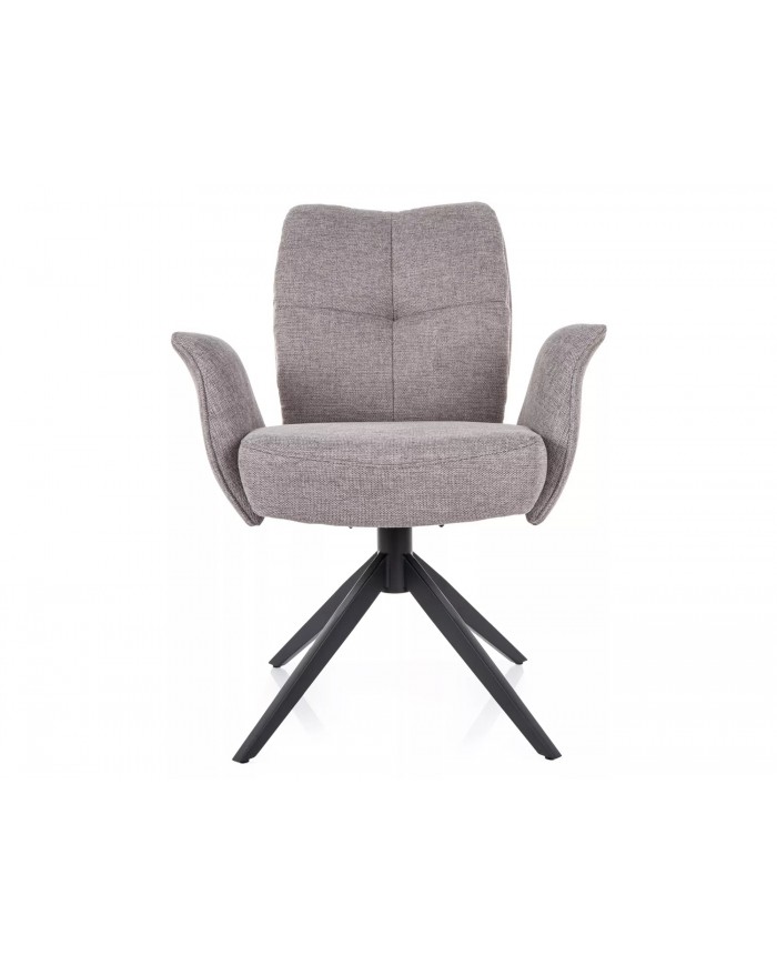 Chaise rembourrée ressorts pivotante en tissu avec pieds en métal Wing