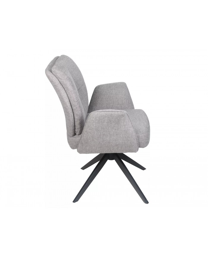 Chaise rembourrée ressorts pivotante en tissu avec pieds en métal Wing