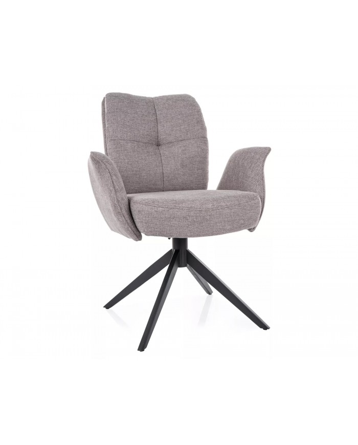 Chaise rembourrée ressorts pivotante en tissu avec pieds en métal Wing