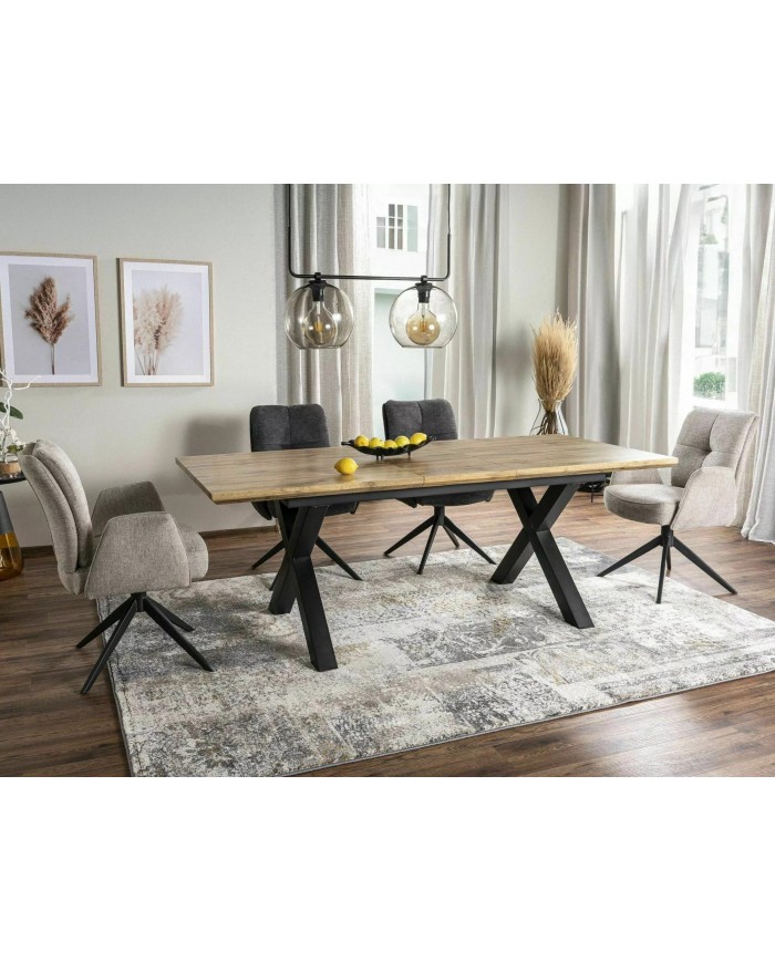 Chaise rembourrée ressorts pivotante en tissu avec pieds en métal Wing