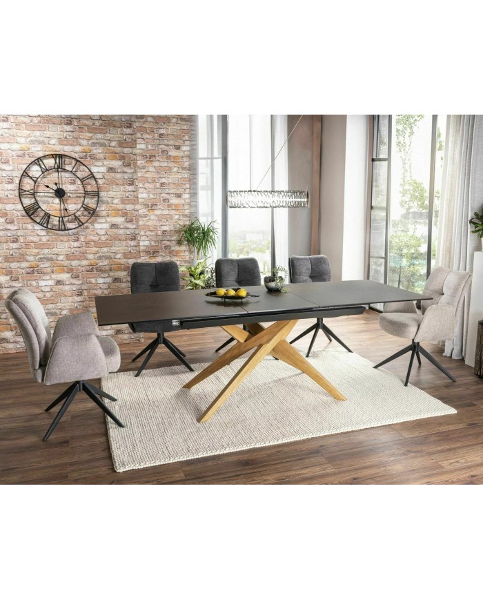 Chaise rembourrée ressorts pivotante en tissu avec pieds en métal Wing