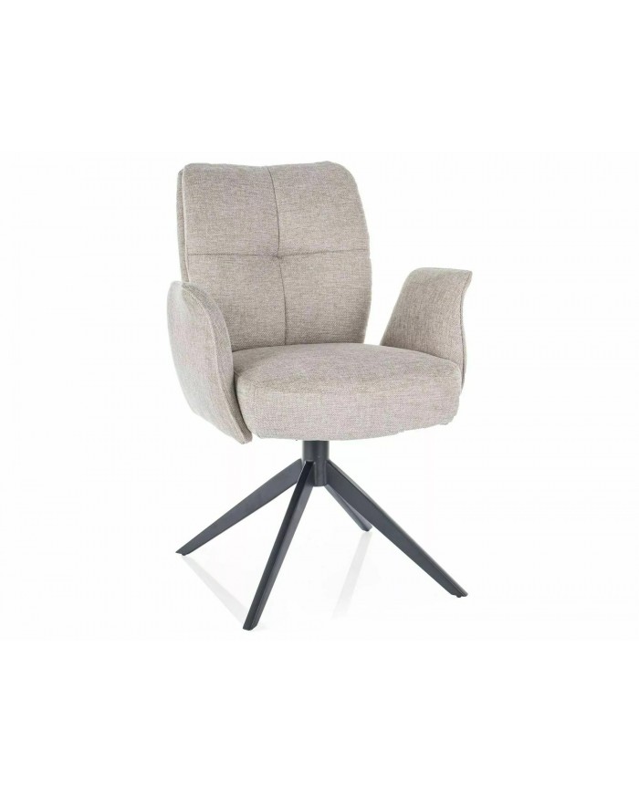 Chaise rembourrée ressorts pivotante en tissu avec pieds en métal Wing