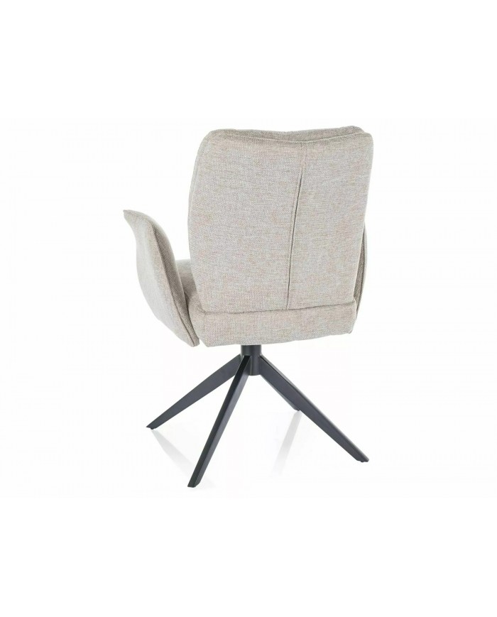Chaise rembourrée ressorts pivotante en tissu avec pieds en métal Wing