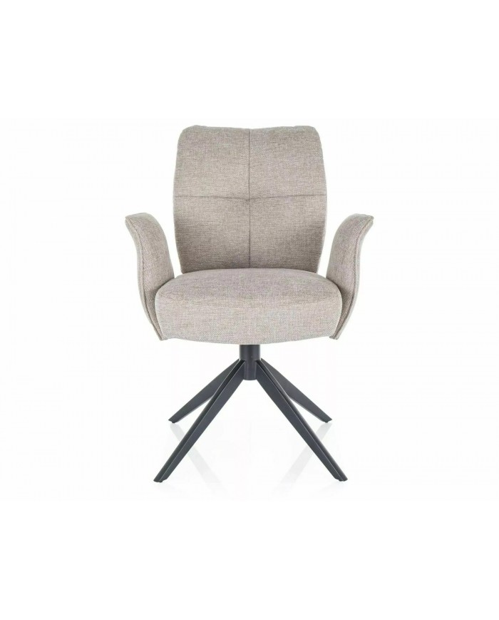Chaise rembourrée ressorts pivotante en tissu avec pieds en métal Wing