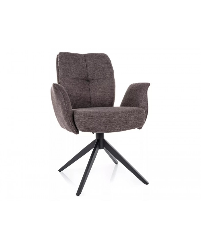 Chaise rembourrée ressorts pivotante en tissu avec pieds en métal Wing