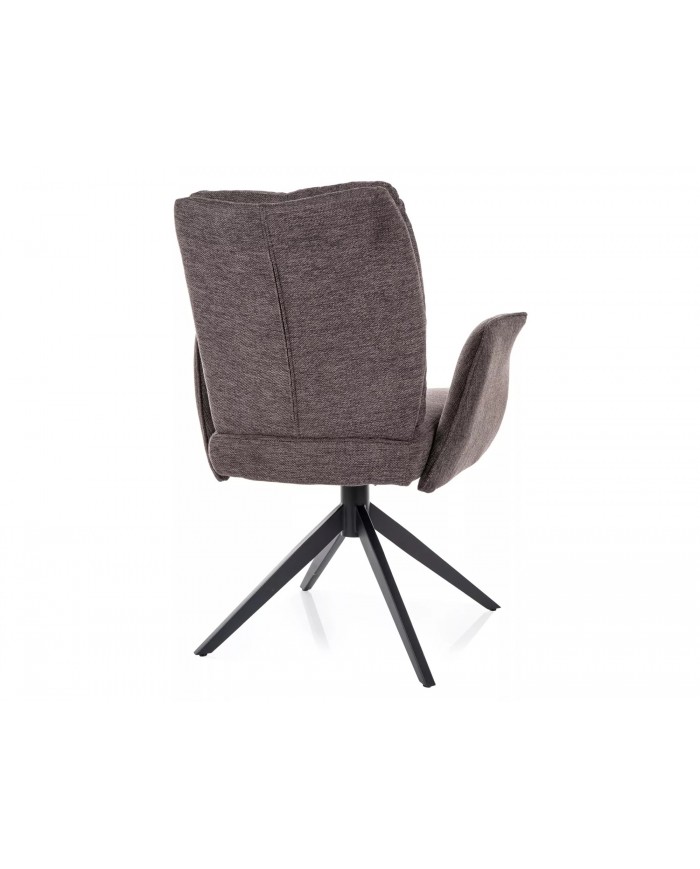 Chaise rembourrée ressorts pivotante en tissu avec pieds en métal Wing