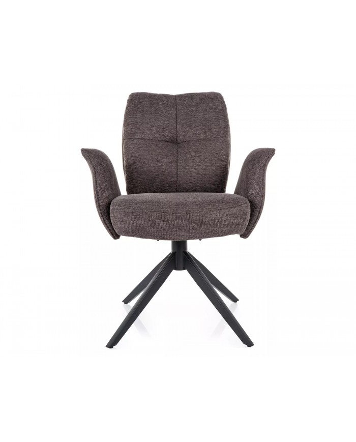 Chaise rembourrée ressorts pivotante en tissu avec pieds en métal Wing