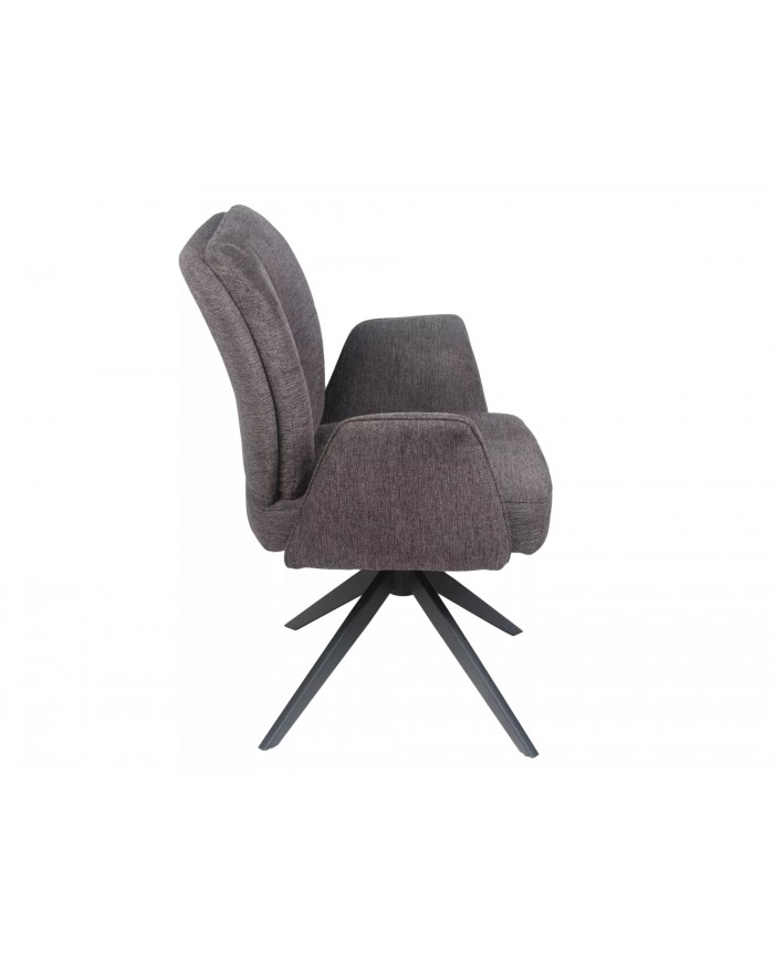 Chaise rembourrée ressorts pivotante en tissu avec pieds en métal Wing