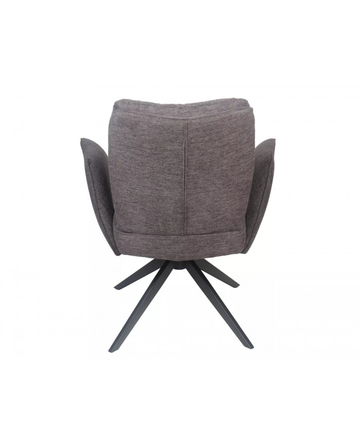 Chaise rembourrée ressorts pivotante en tissu avec pieds en métal Wing