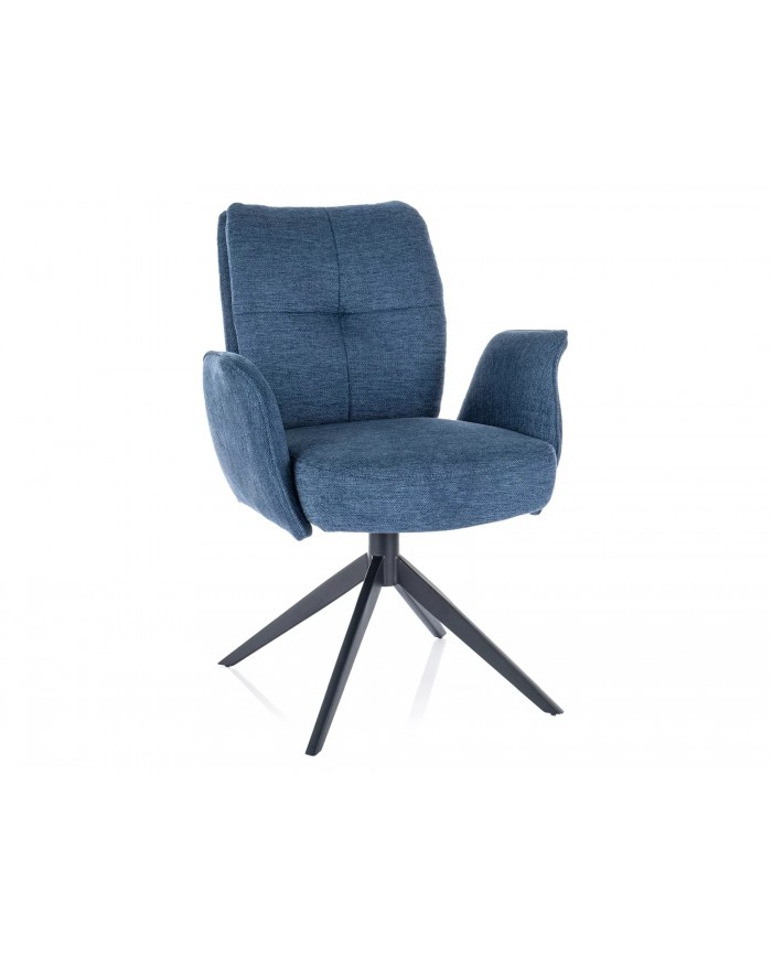 Chaise rembourrée ressorts pivotante en tissu avec pieds en métal Wing