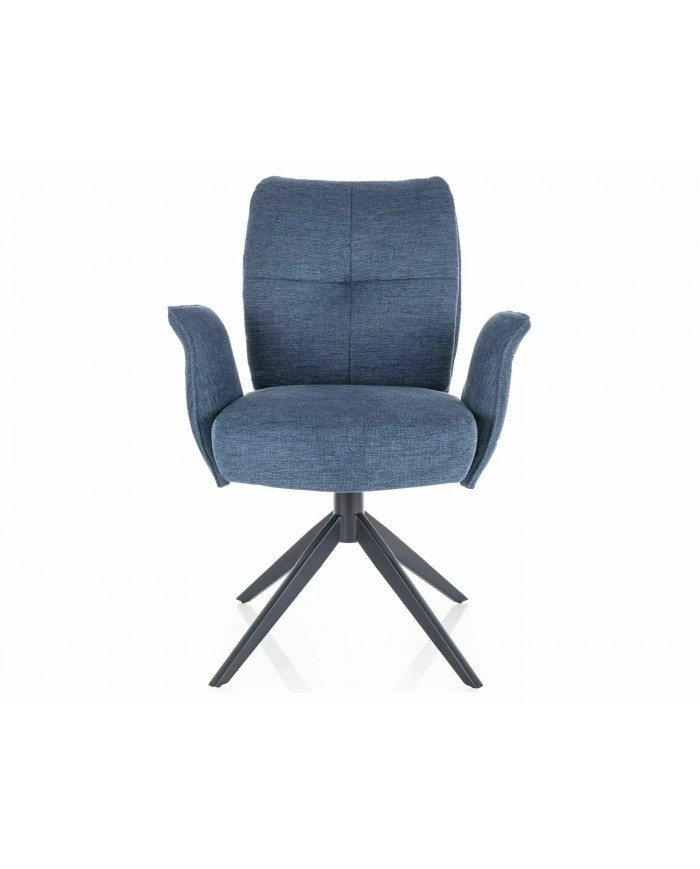 Chaise rembourrée ressorts pivotante en tissu avec pieds en métal Wing