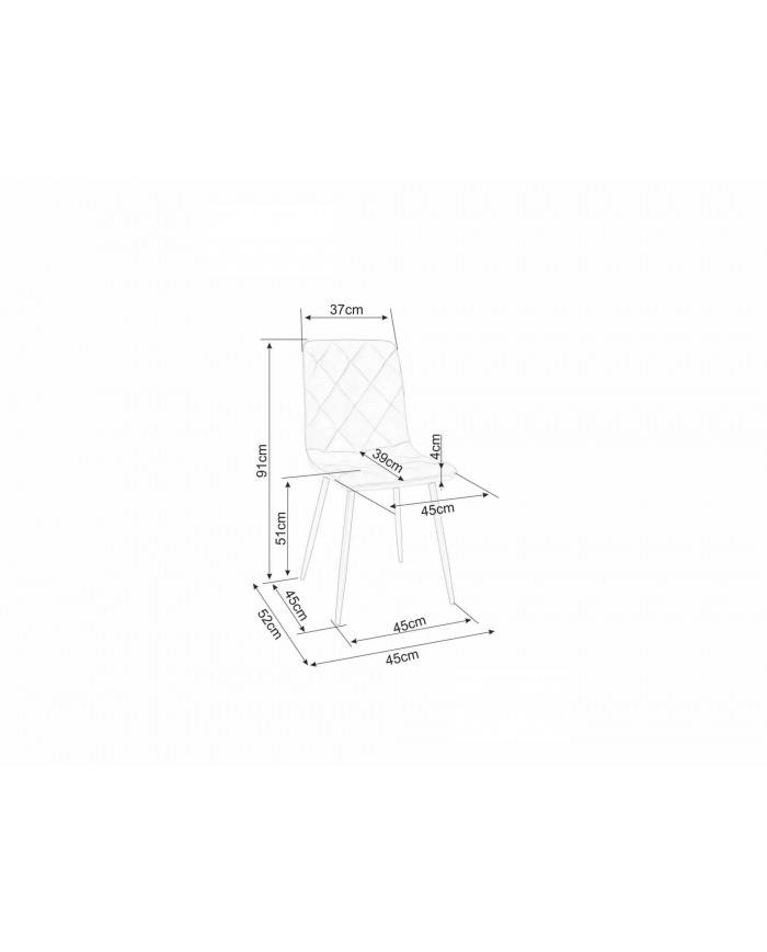 Chaise rembourrée en velours avec pieds en métal Daren